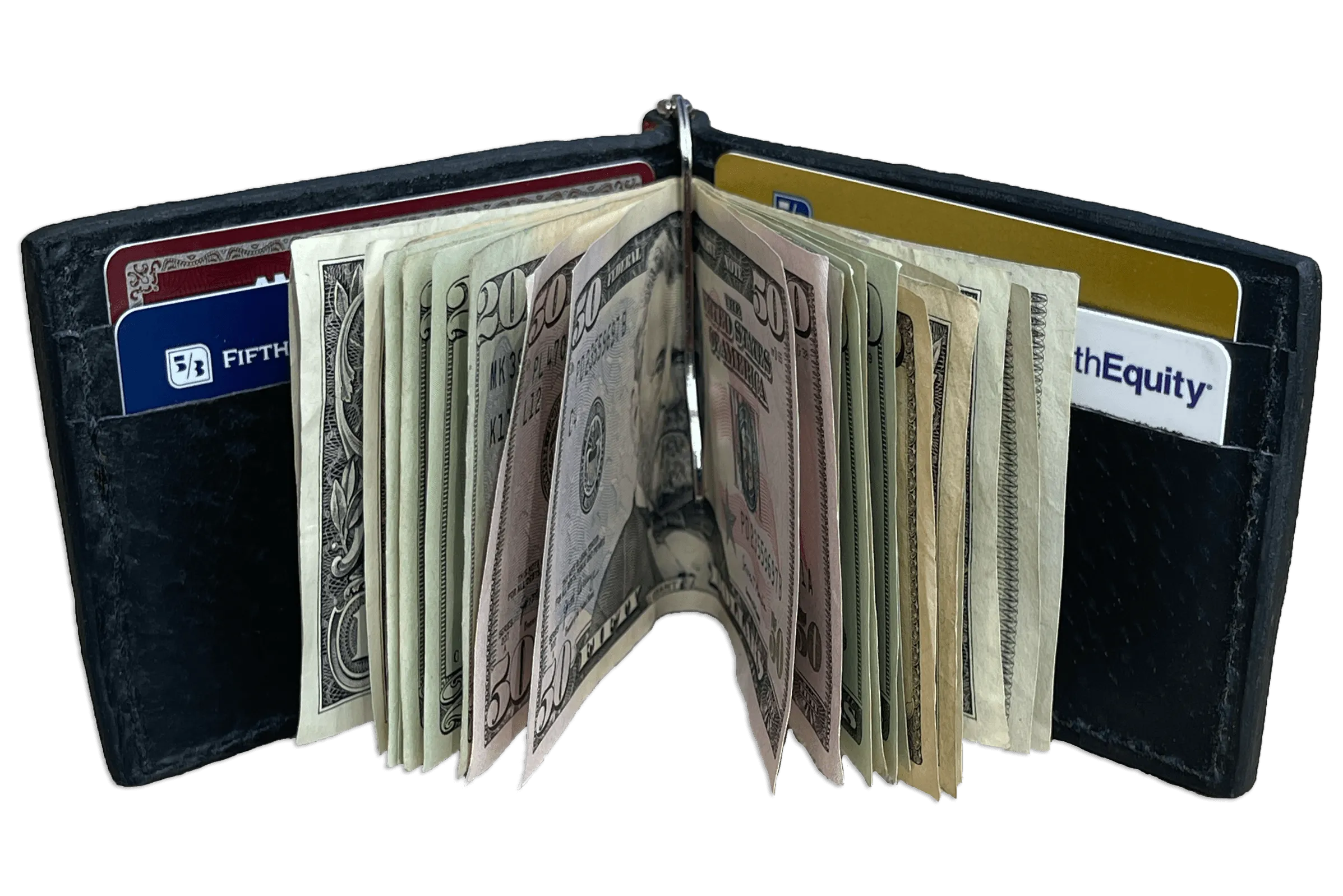Tree Bark Elephant Bifold Slim Profile Wallet With Money Clip