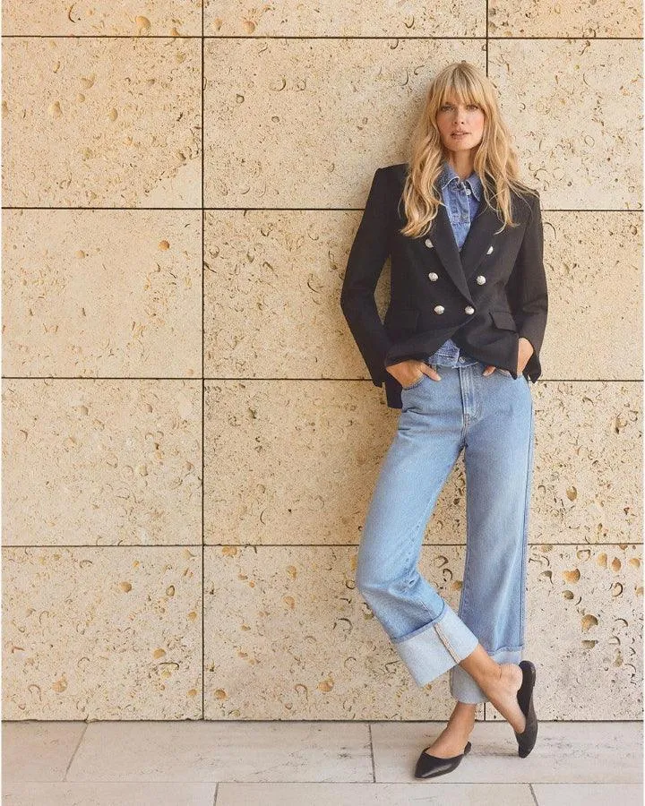 Veronica Beard Dylan Straight Leg Cuff Jeans