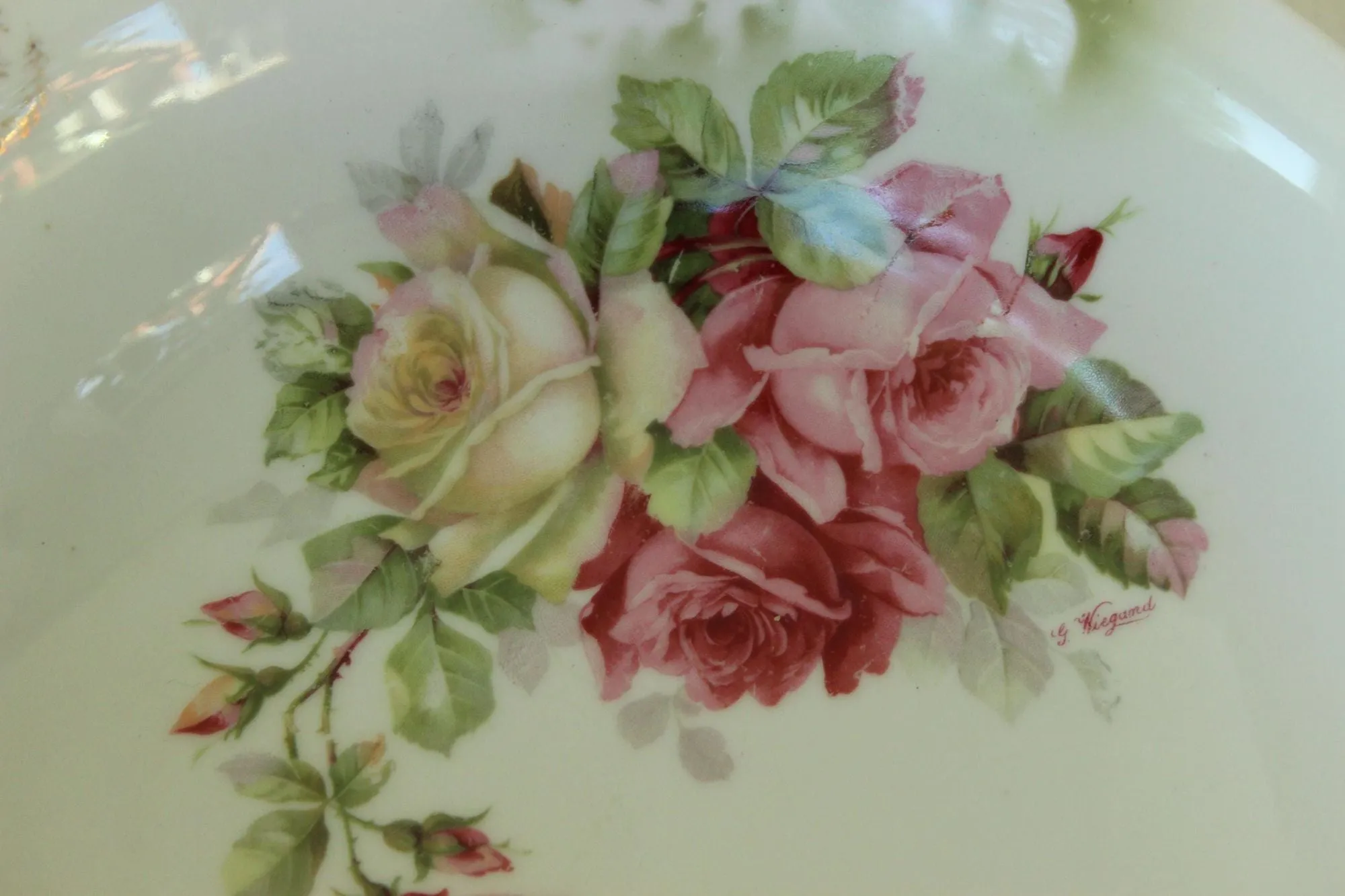 Vintage 1920s 1930s Welmar Germany Rose Pattern Bowl