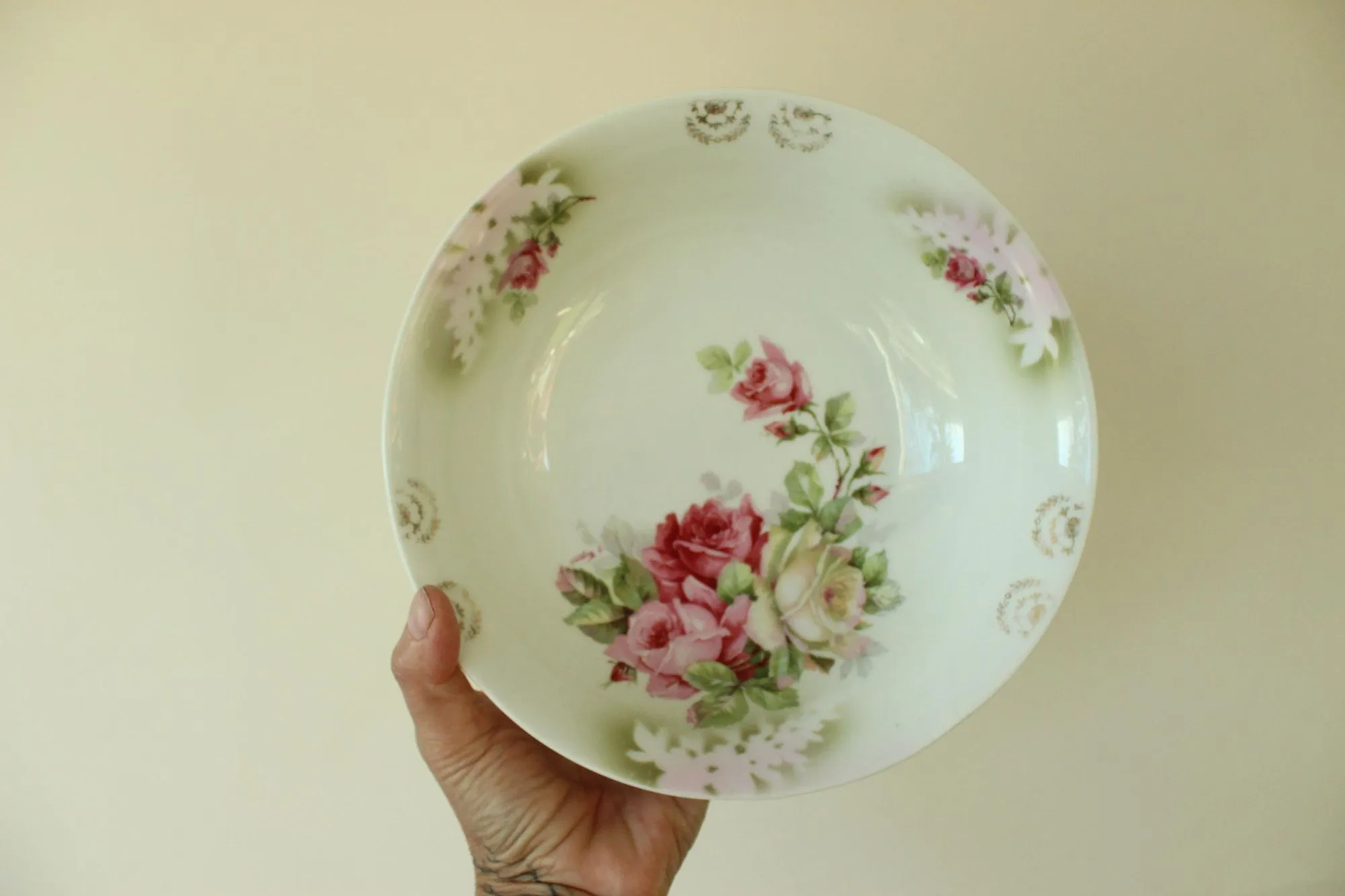 Vintage 1920s 1930s Welmar Germany Rose Pattern Bowl