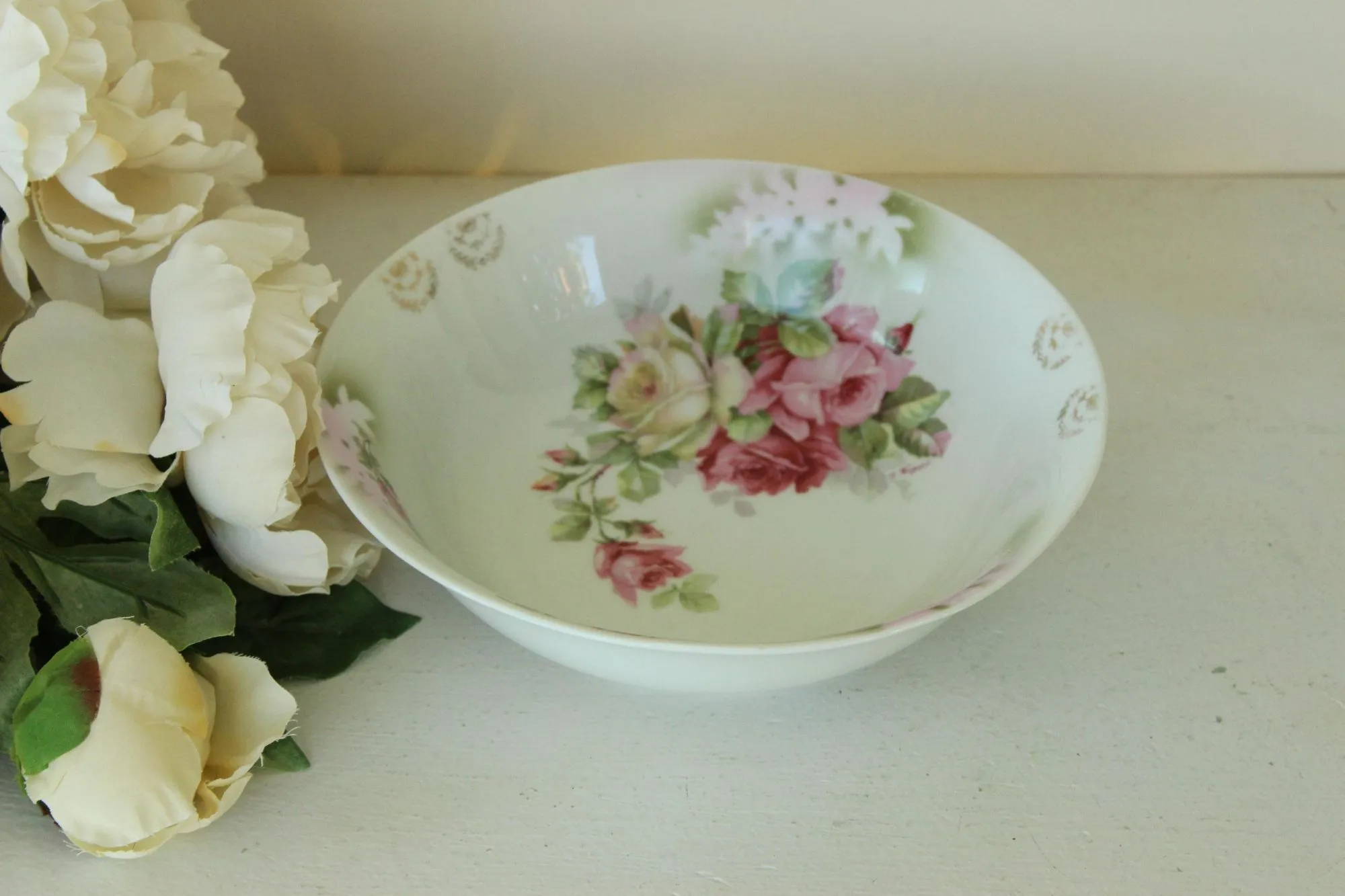 Vintage 1920s 1930s Welmar Germany Rose Pattern Bowl