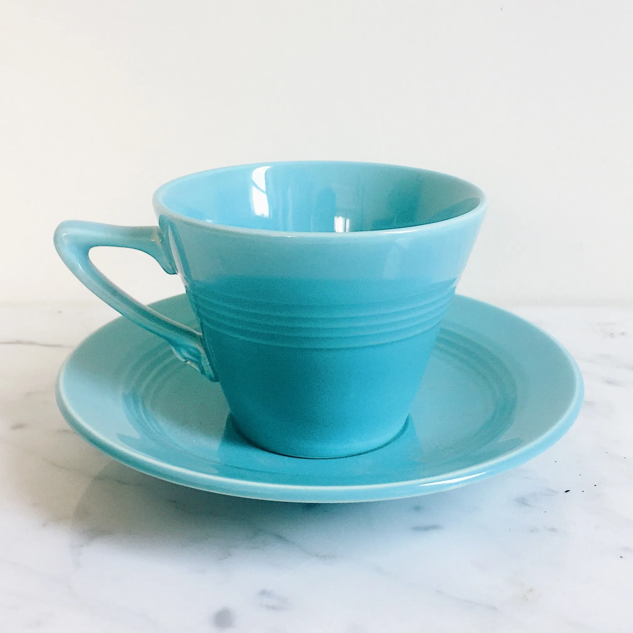 Vintage 1940s Homer Laughlin Teal Tea cup & Saucer