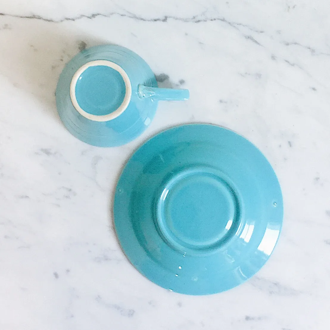 Vintage 1940s Homer Laughlin Teal Tea cup & Saucer