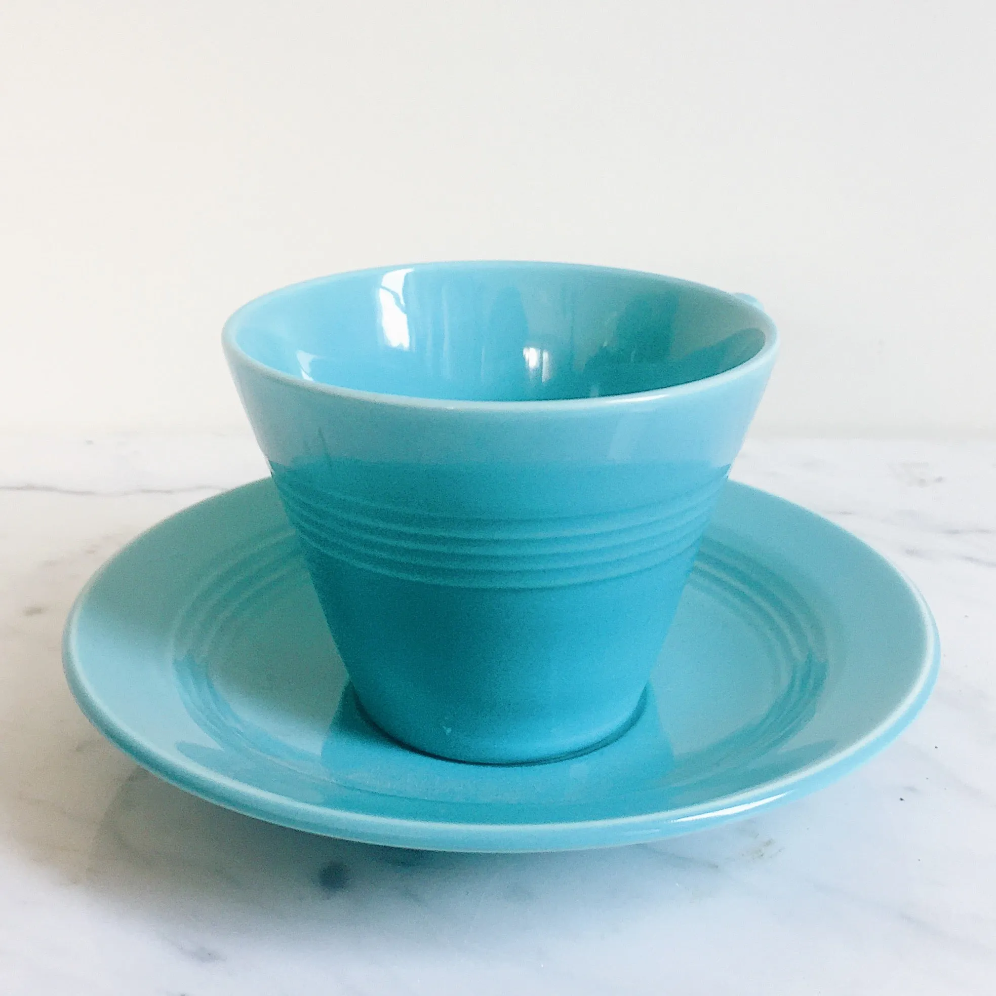 Vintage 1940s Homer Laughlin Teal Tea cup & Saucer