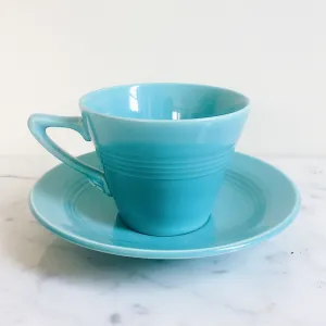 Vintage 1940s Homer Laughlin Teal Tea cup & Saucer