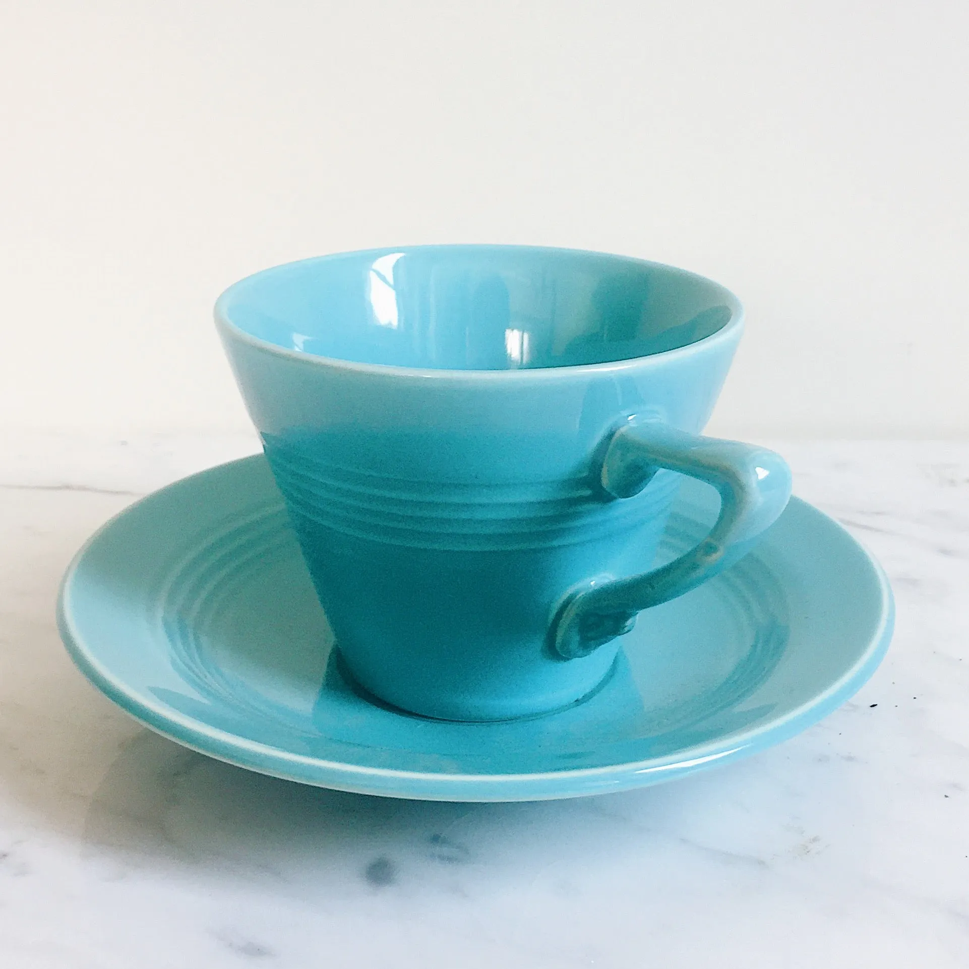 Vintage 1940s Homer Laughlin Teal Tea cup & Saucer