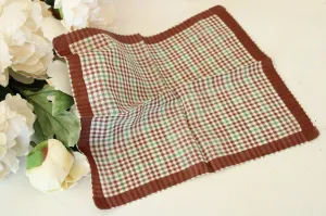 Vintage 1950s Brown and Green Plaid Handkerchief