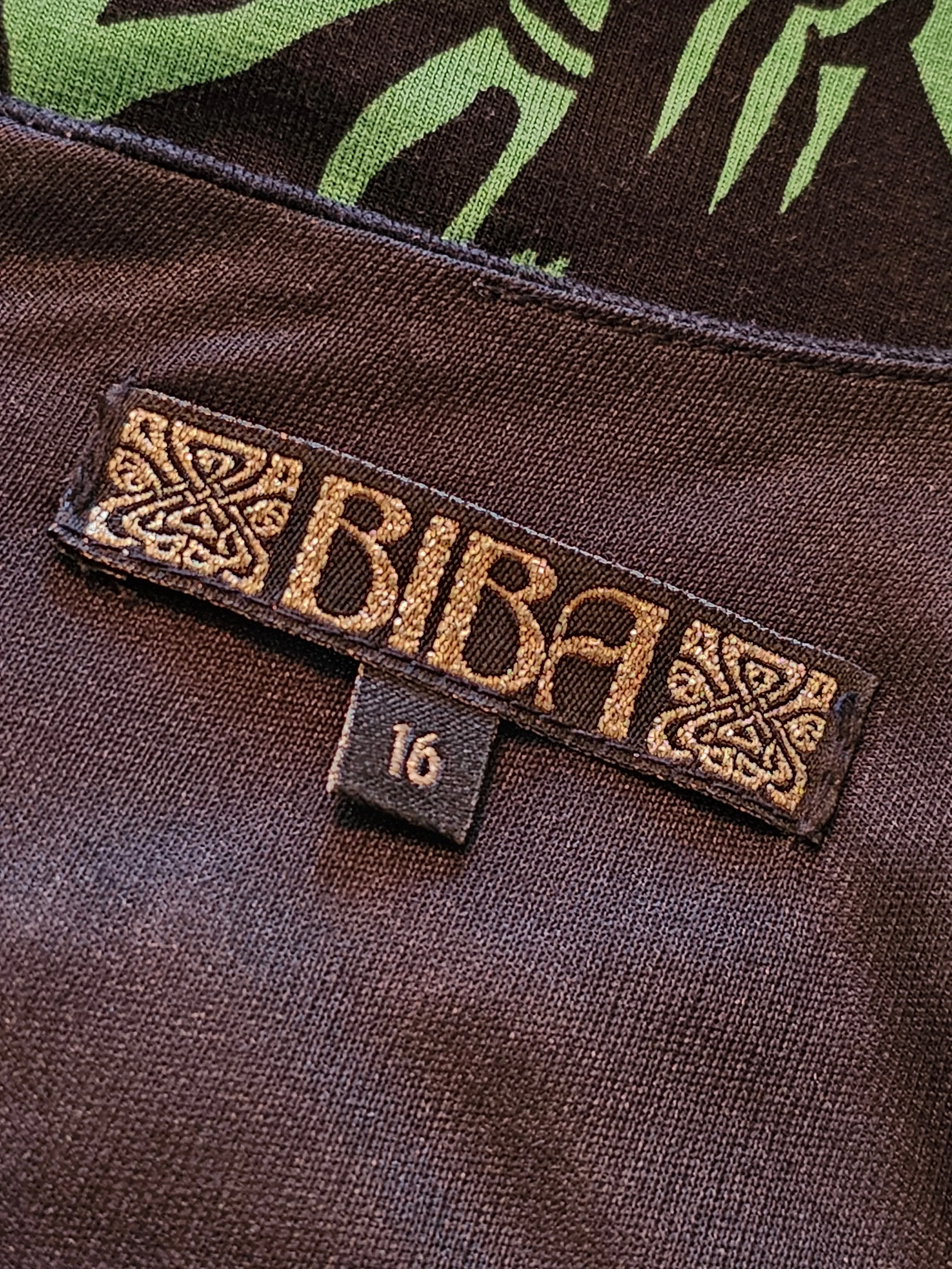 Vintage 1980's - 1990's BIBA Stretch Dress Green Black Zebra Print Large