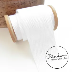 Vintage 50mm Wide White No.16 Moire Petersham Ribbon - 1m