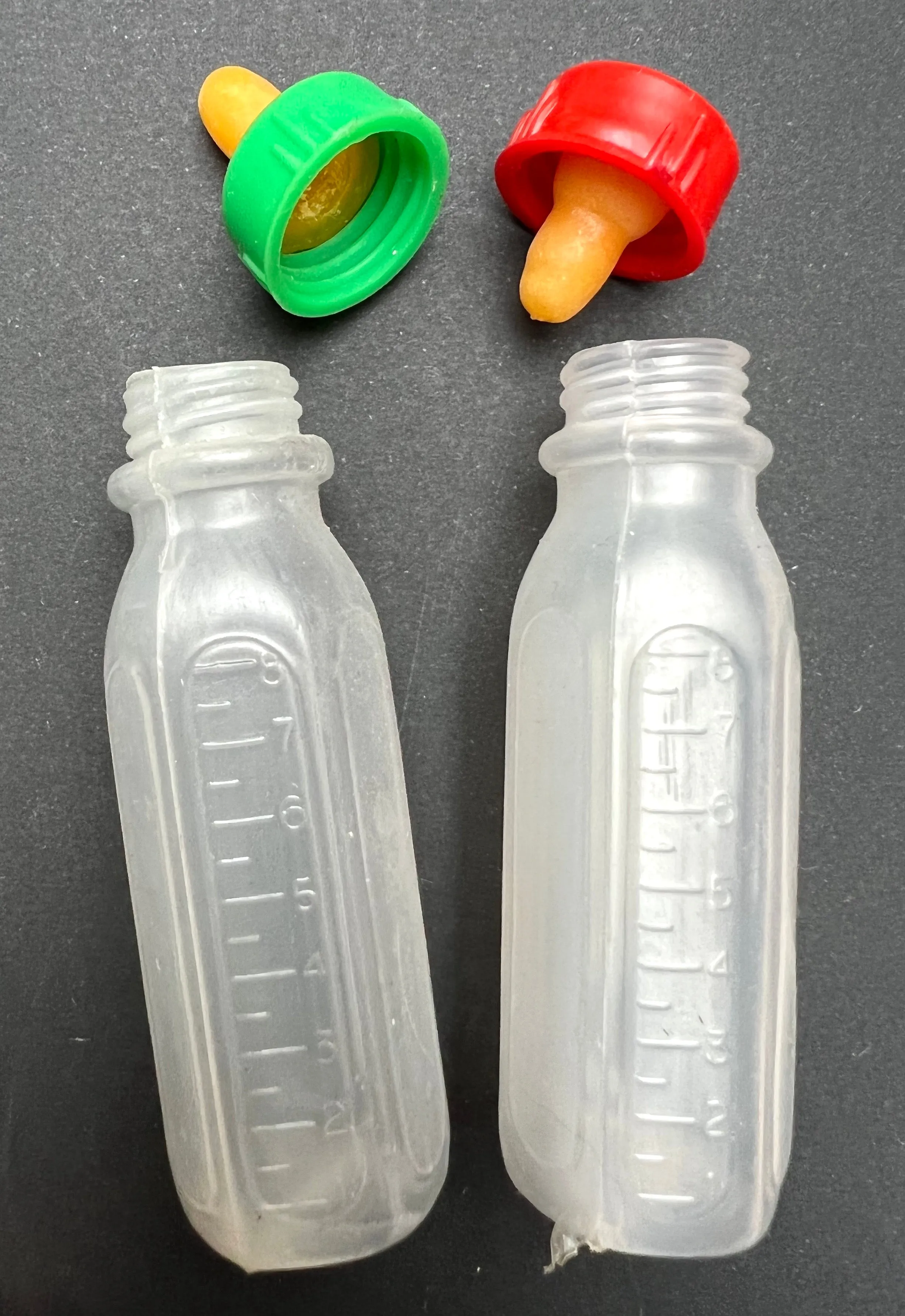 Vintage 9cm Hexagonal Baby Dolls Feeding Bottles with Rubber Teat