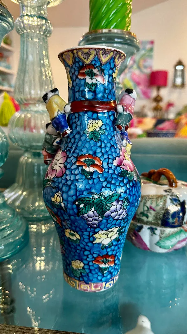 Vintage Asian Vase, Famille Rose, Fertility