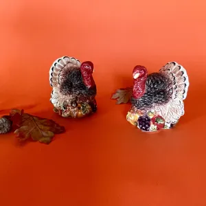 Vintage Ceramic Thanksgiving Turkeys Salt/Pepper Shakers, Set of 2