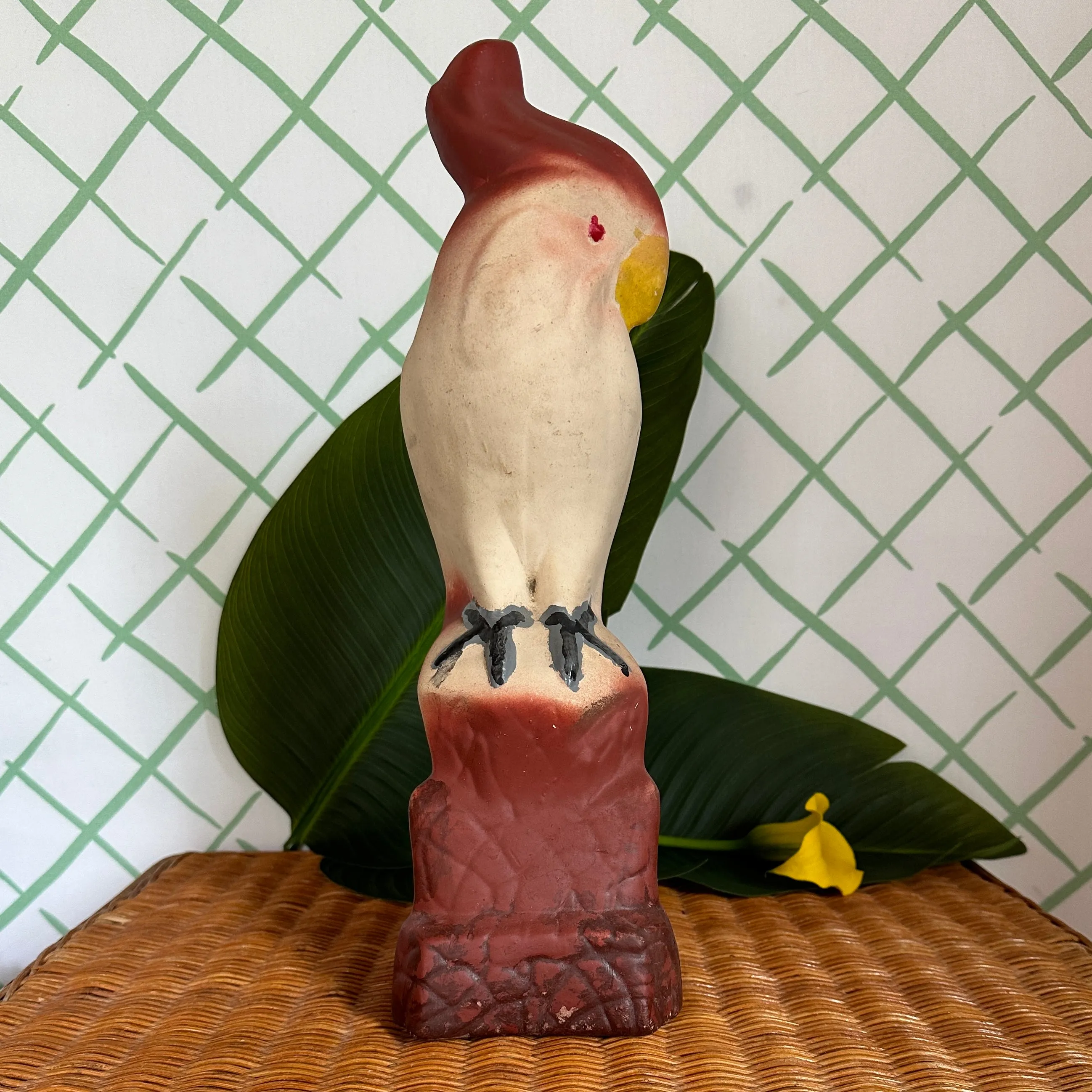 Vintage Chalkware Cockatoo Statuette