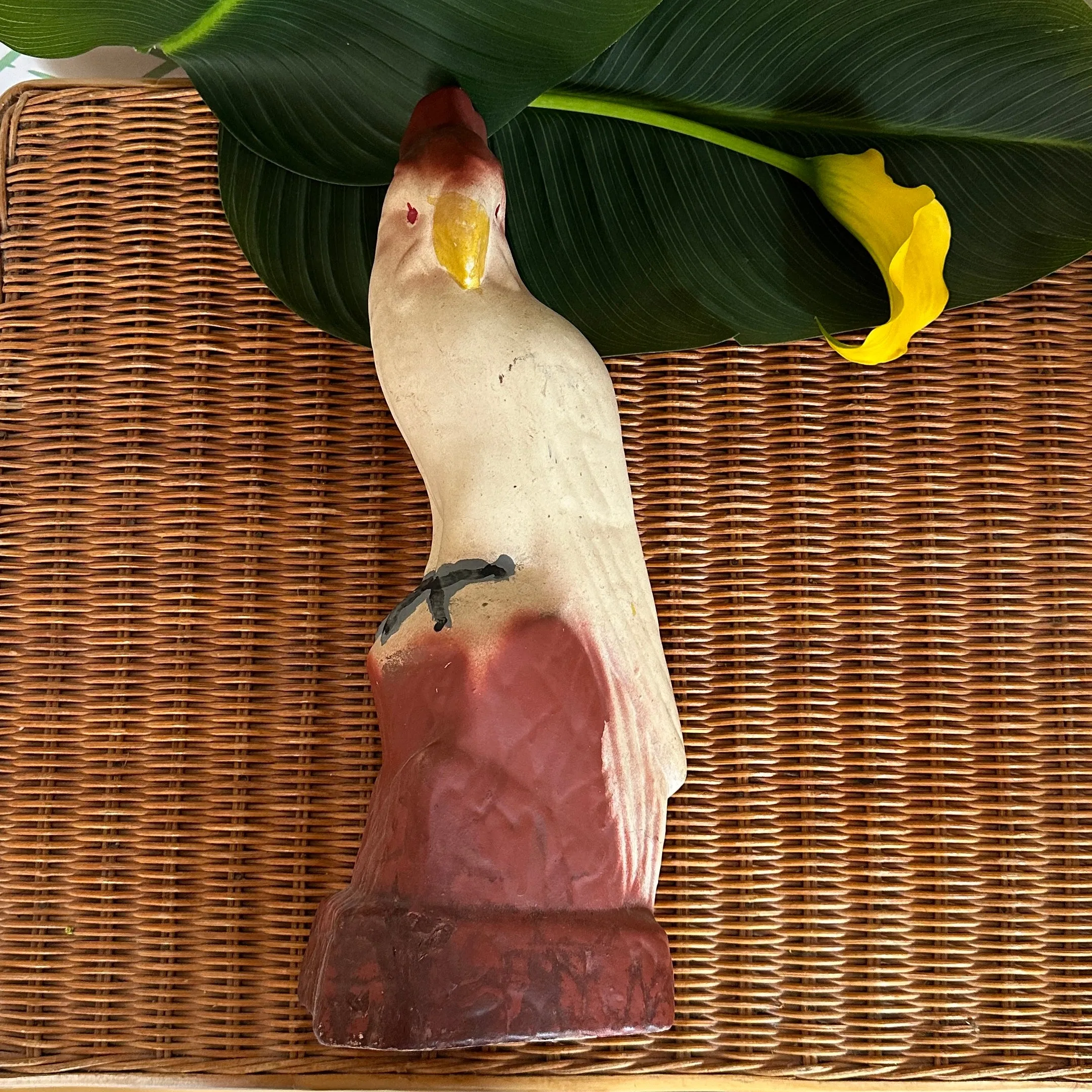 Vintage Chalkware Cockatoo Statuette
