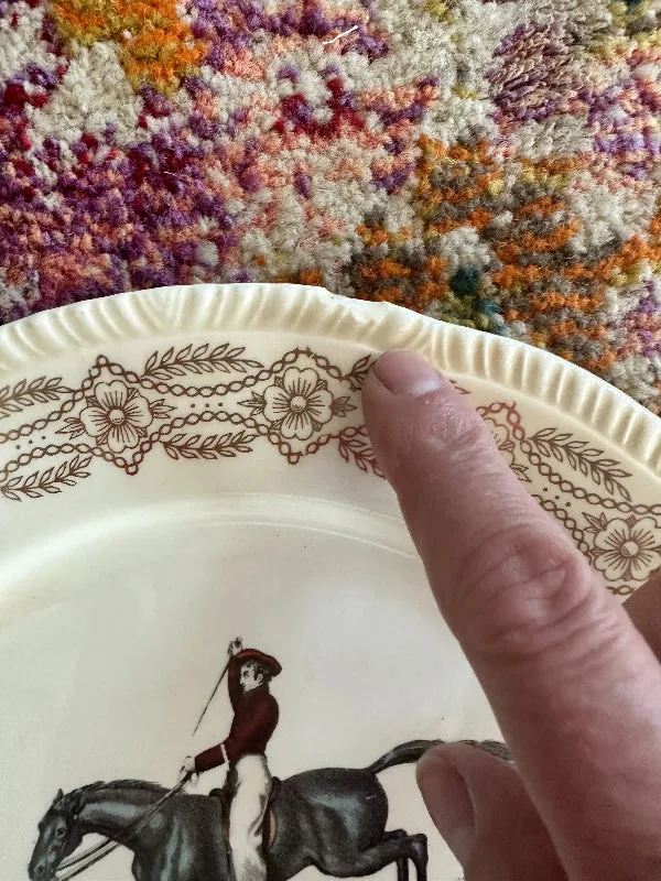 Vintage Dinner Plate, Horse Riding Motif - Leaping, Trot, Road Riding