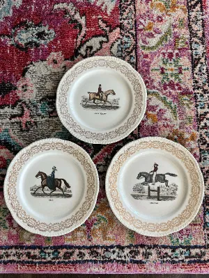 Vintage Dinner Plate, Horse Riding Motif - Leaping, Trot, Road Riding