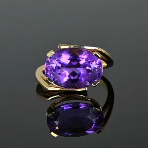 Vintage East West Amethyst 14K Gold Ring