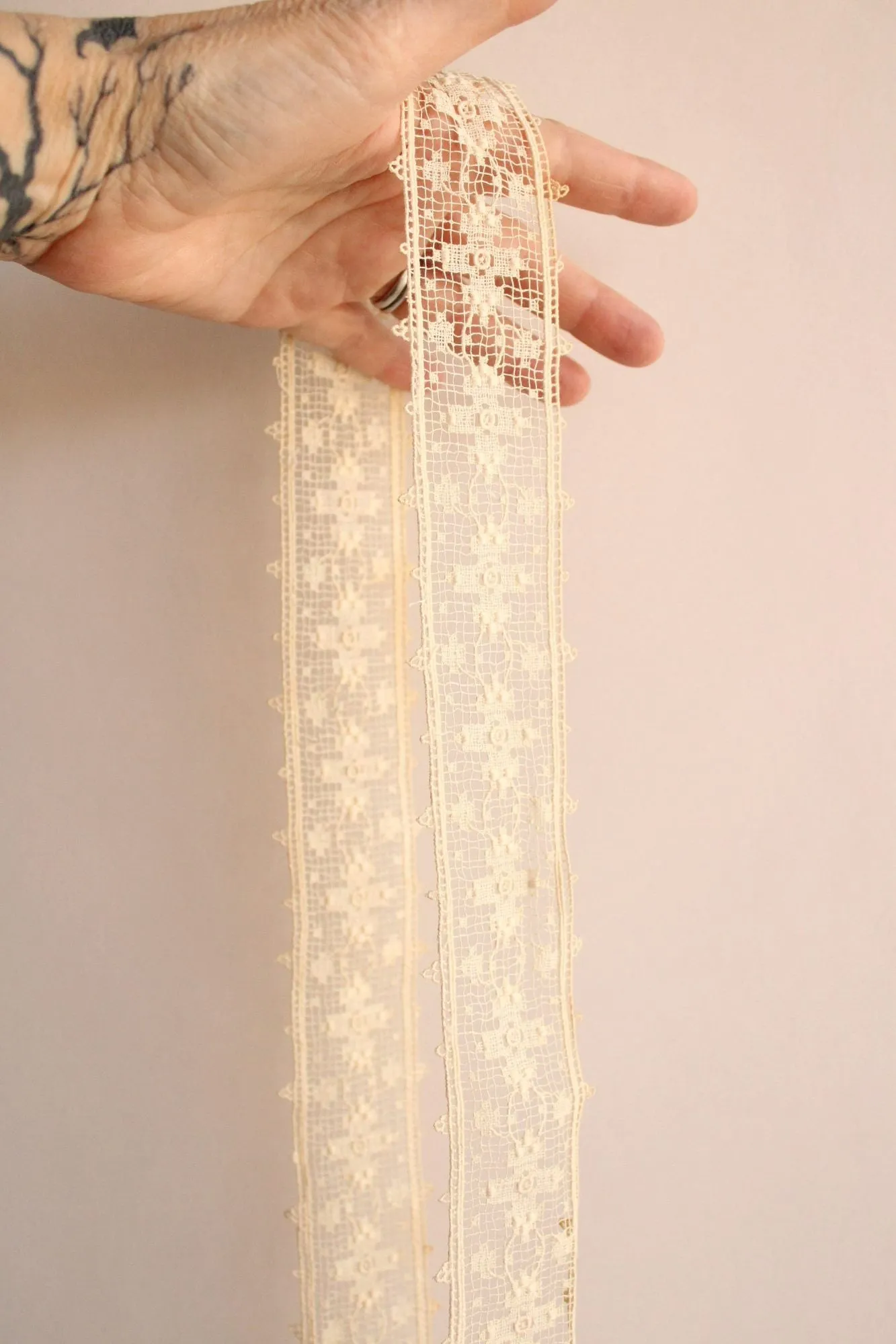 Vintage Edwardian 1900s Lace Ivory Trim 1 5/8", 2 Yards 4" Piece