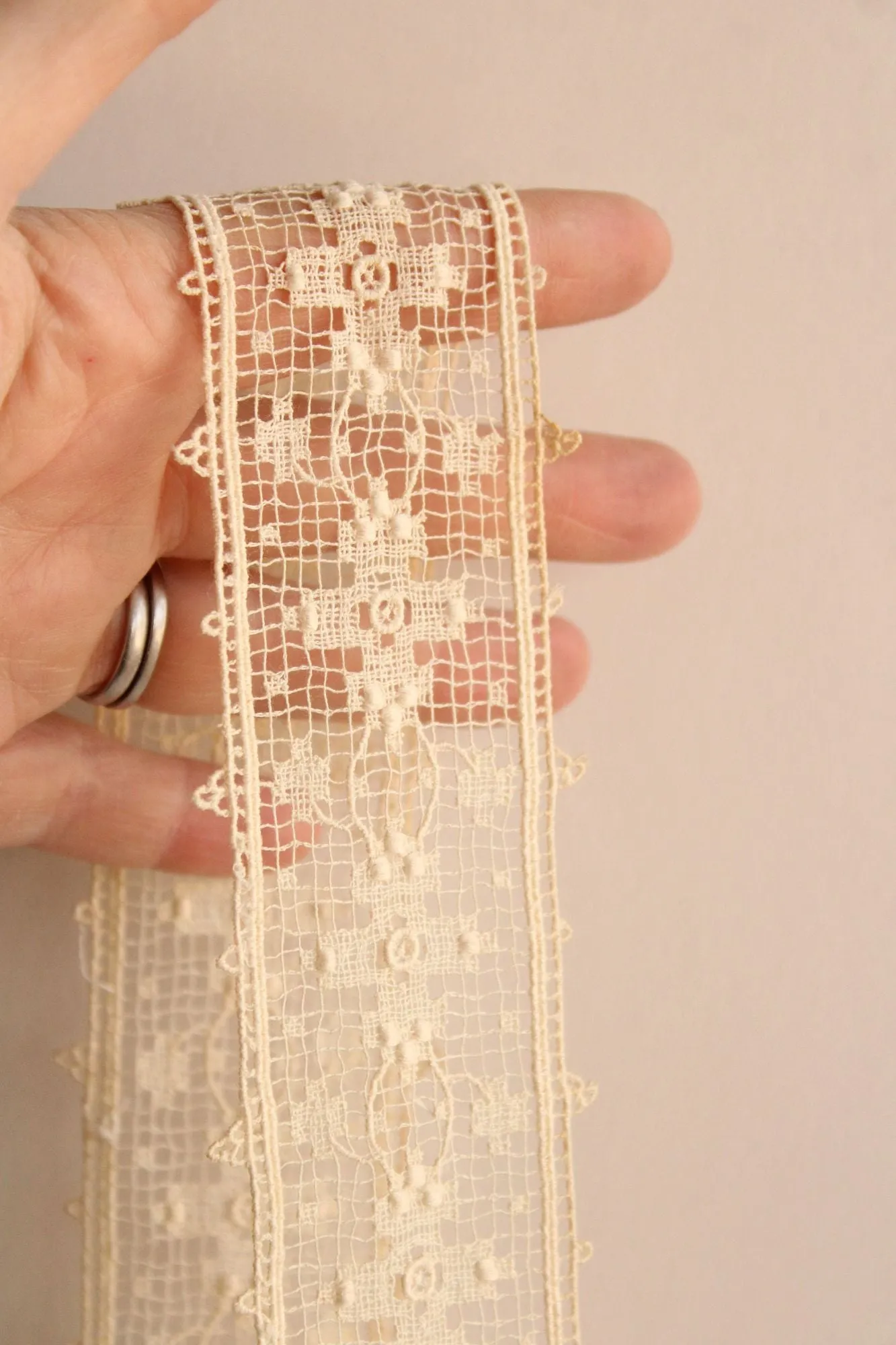 Vintage Edwardian 1900s Lace Ivory Trim 1 5/8", 2 Yards 4" Piece