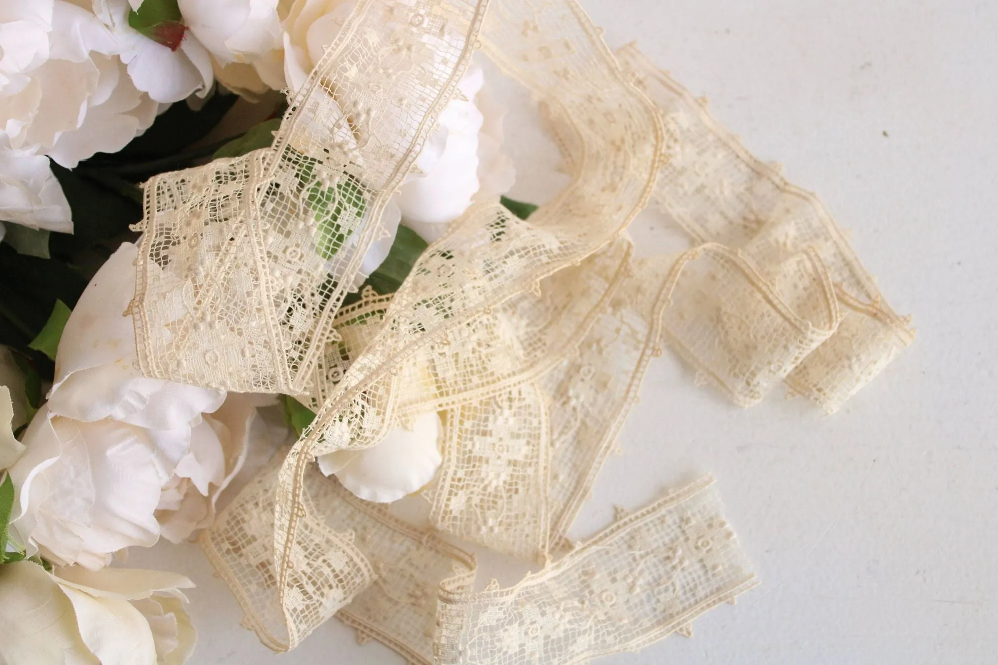 Vintage Edwardian 1900s Lace Ivory Trim 1 5/8", 2 Yards 4" Piece