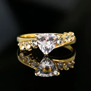 Vintage Gold Bypass Trillion Cut Pink Morganite Ring