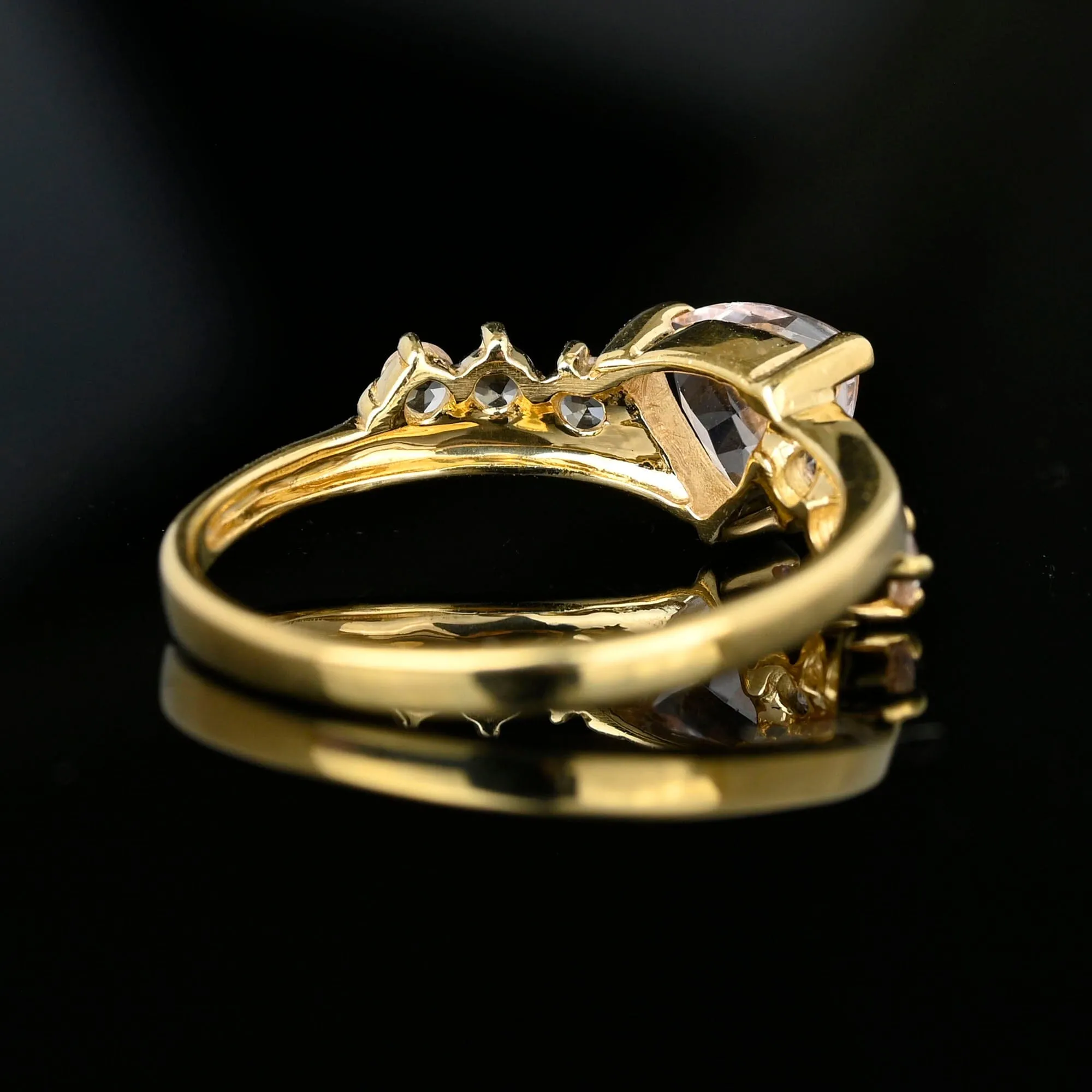 Vintage Gold Bypass Trillion Cut Pink Morganite Ring