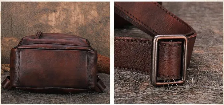 Vintage Green Leather Backpack Purse For Women Leather Rucksack