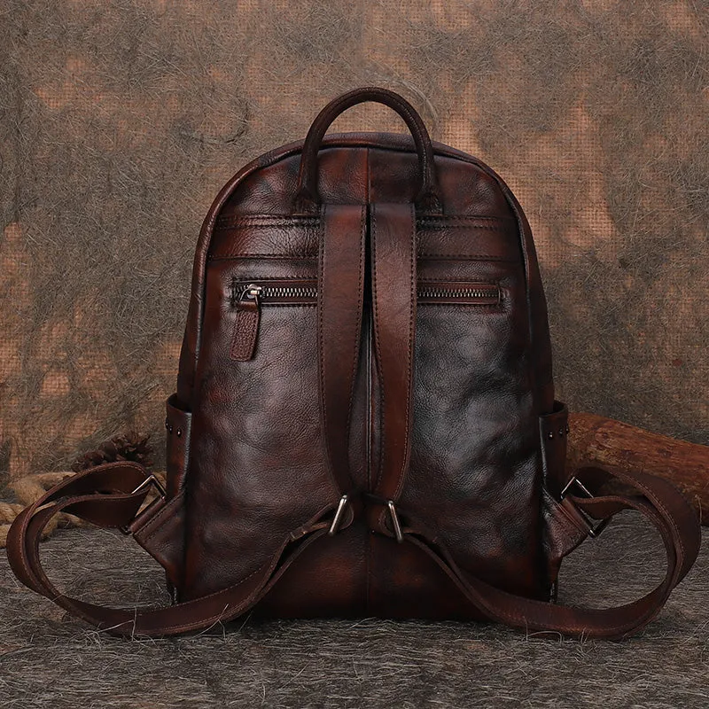 Vintage Green Leather Backpack Purse For Women Leather Rucksack