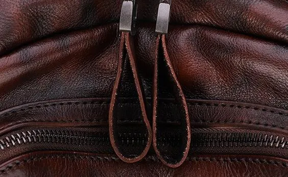Vintage Green Leather Backpack Purse For Women Leather Rucksack
