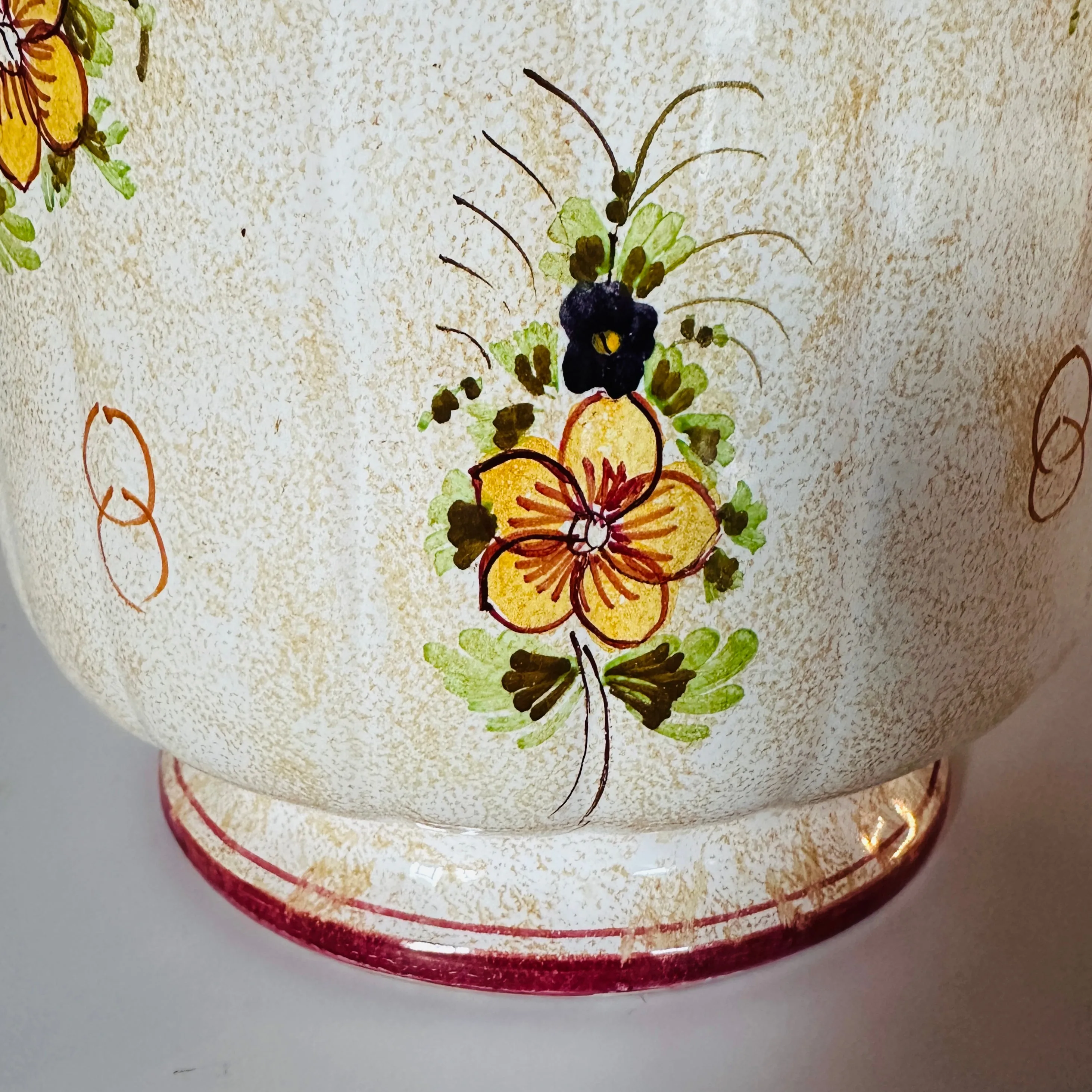 Vintage Italian Hand-Painted Ceramic Handled Pot/Wine Cooler/Planter
