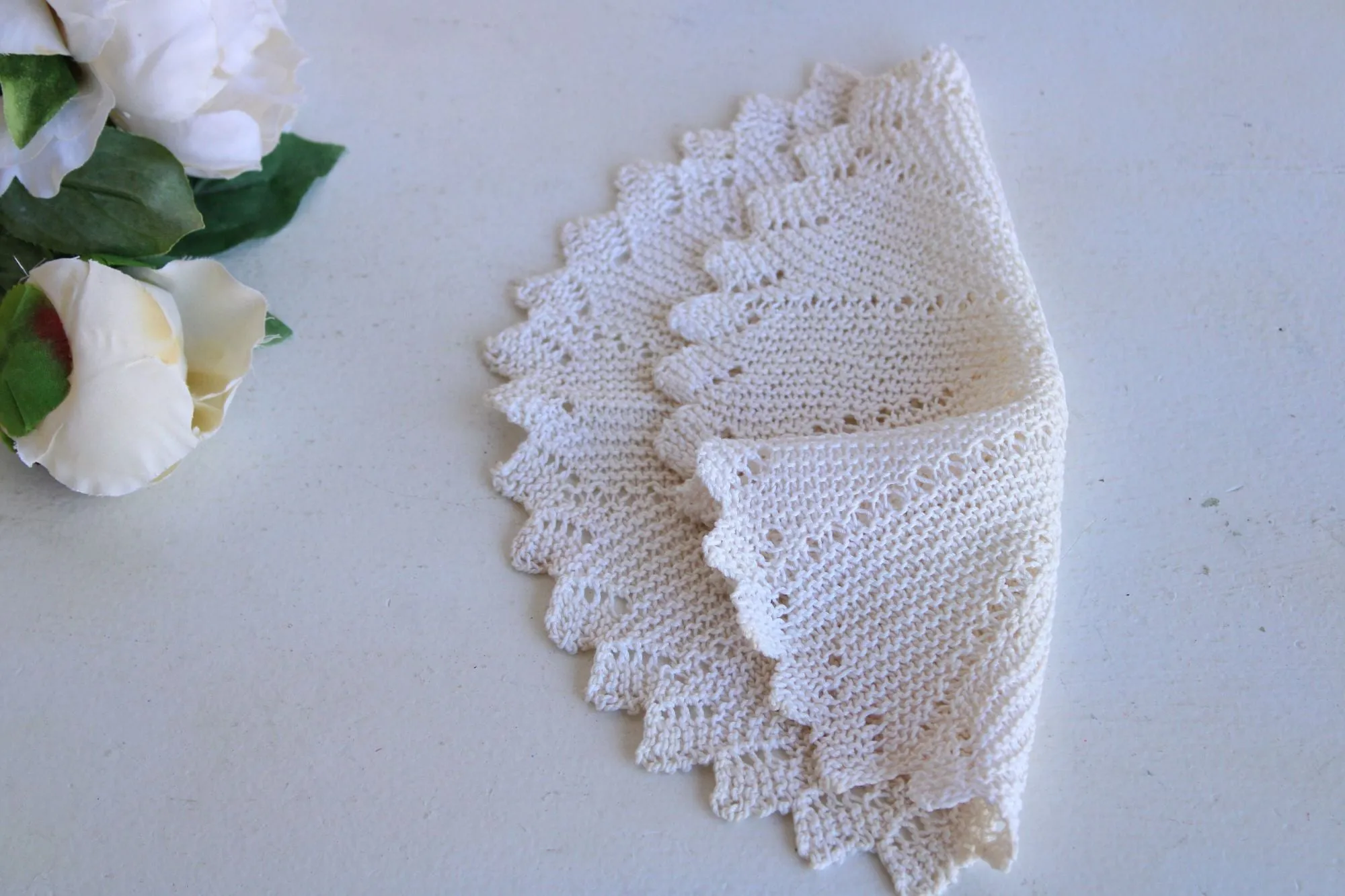 Vintage Ivory or Light Beige Crochet Doily