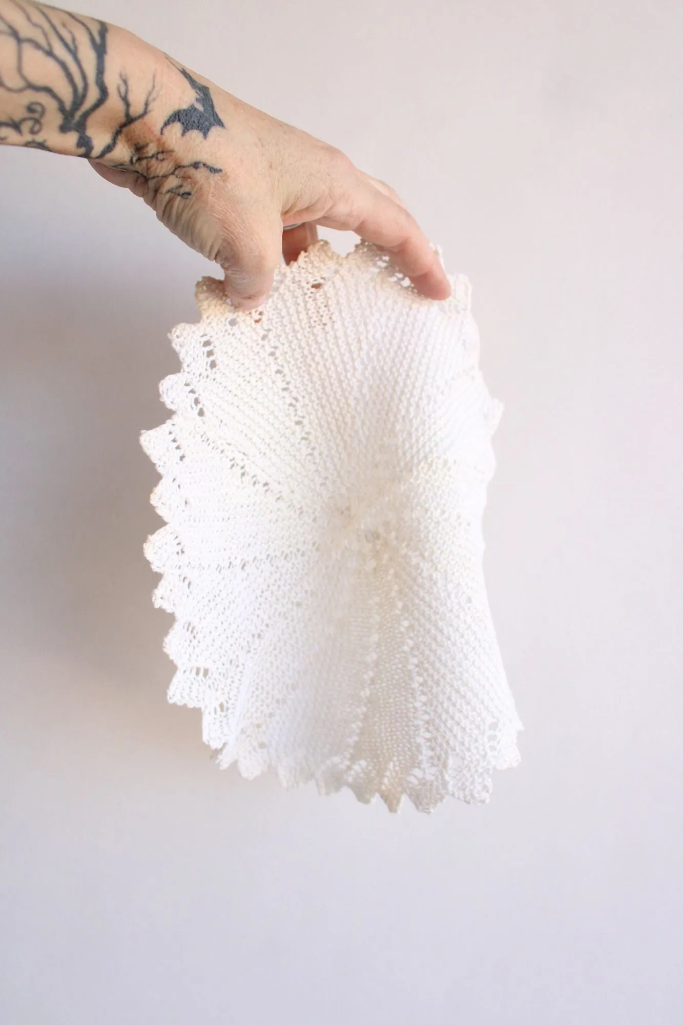 Vintage Ivory or Light Beige Crochet Doily