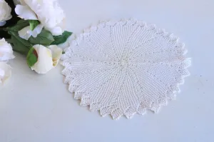 Vintage Ivory or Light Beige Crochet Doily