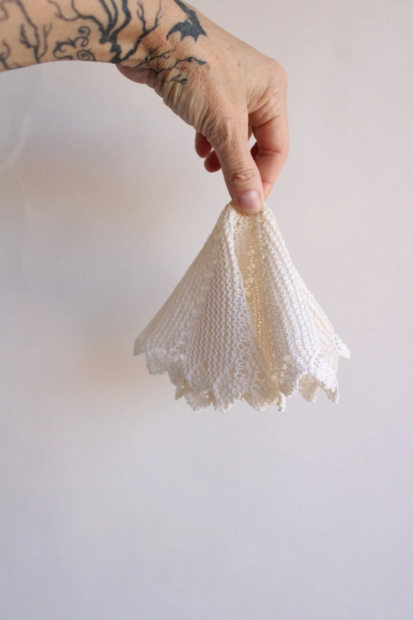 Vintage Ivory or Light Beige Crochet Doily