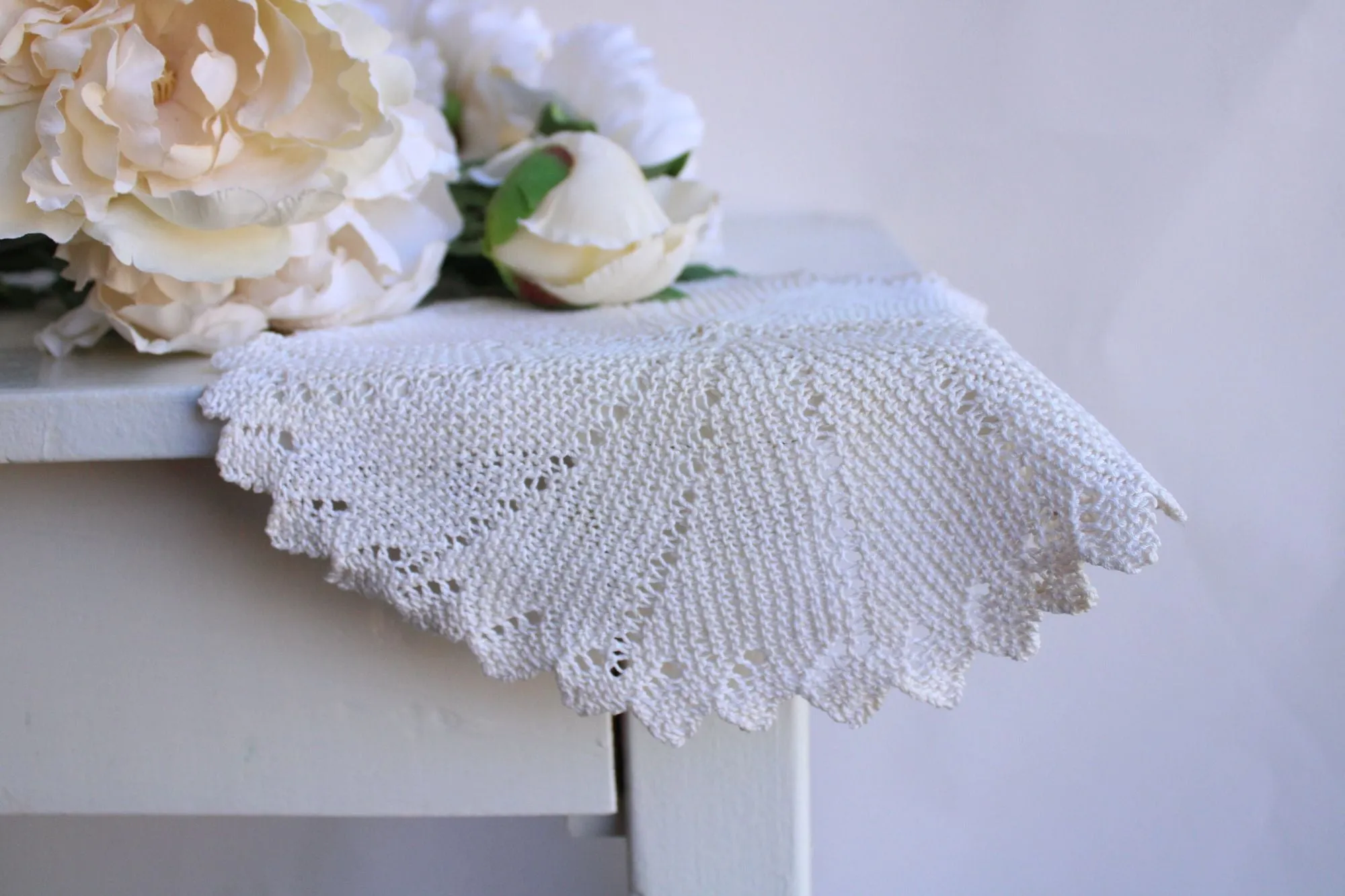 Vintage Ivory or Light Beige Crochet Doily