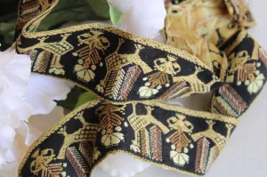 Vintage Jacquard Ribbon Trim, 1 yard plus 2 inches long, 1.75 Inch Wide