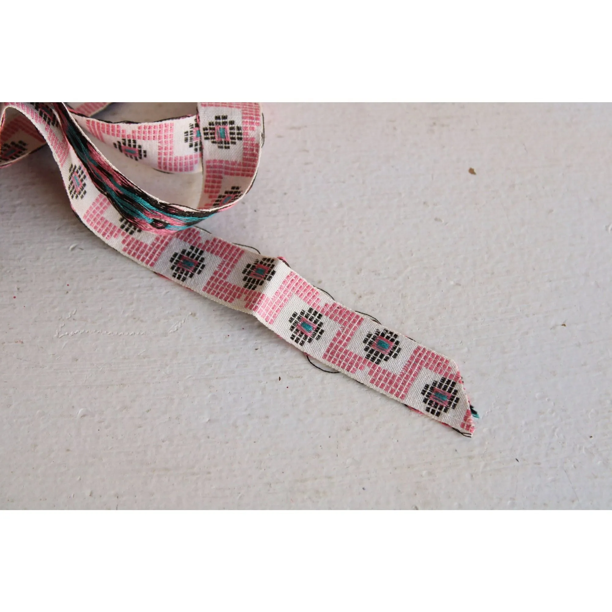 Vintage Jacquard Ribbon Trim, One Yard 24 Inch Piece .75 Inch Wide