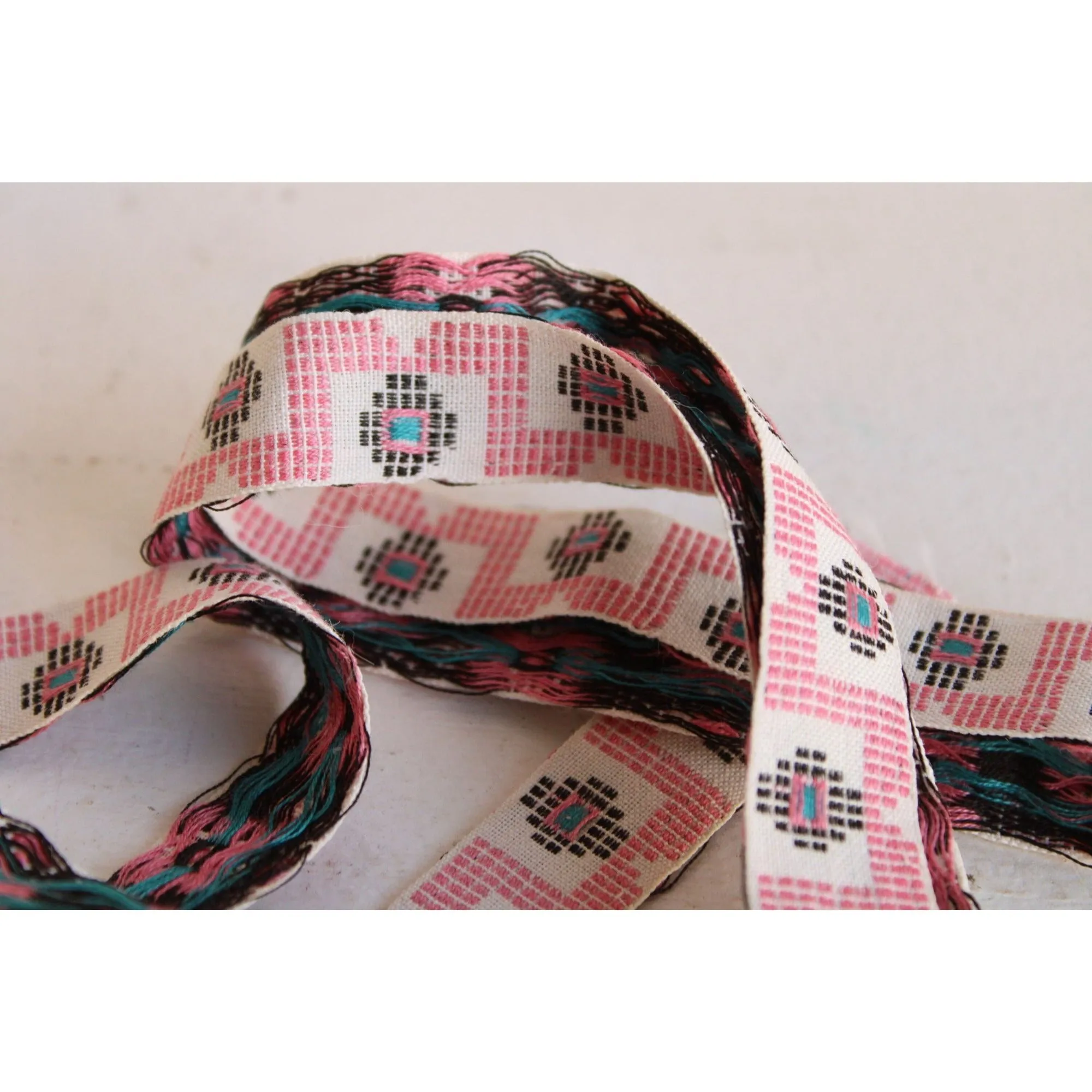 Vintage Jacquard Ribbon Trim, One Yard 24 Inch Piece .75 Inch Wide