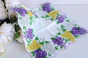 Vintage Lilac Flower Print Cotton Hanky