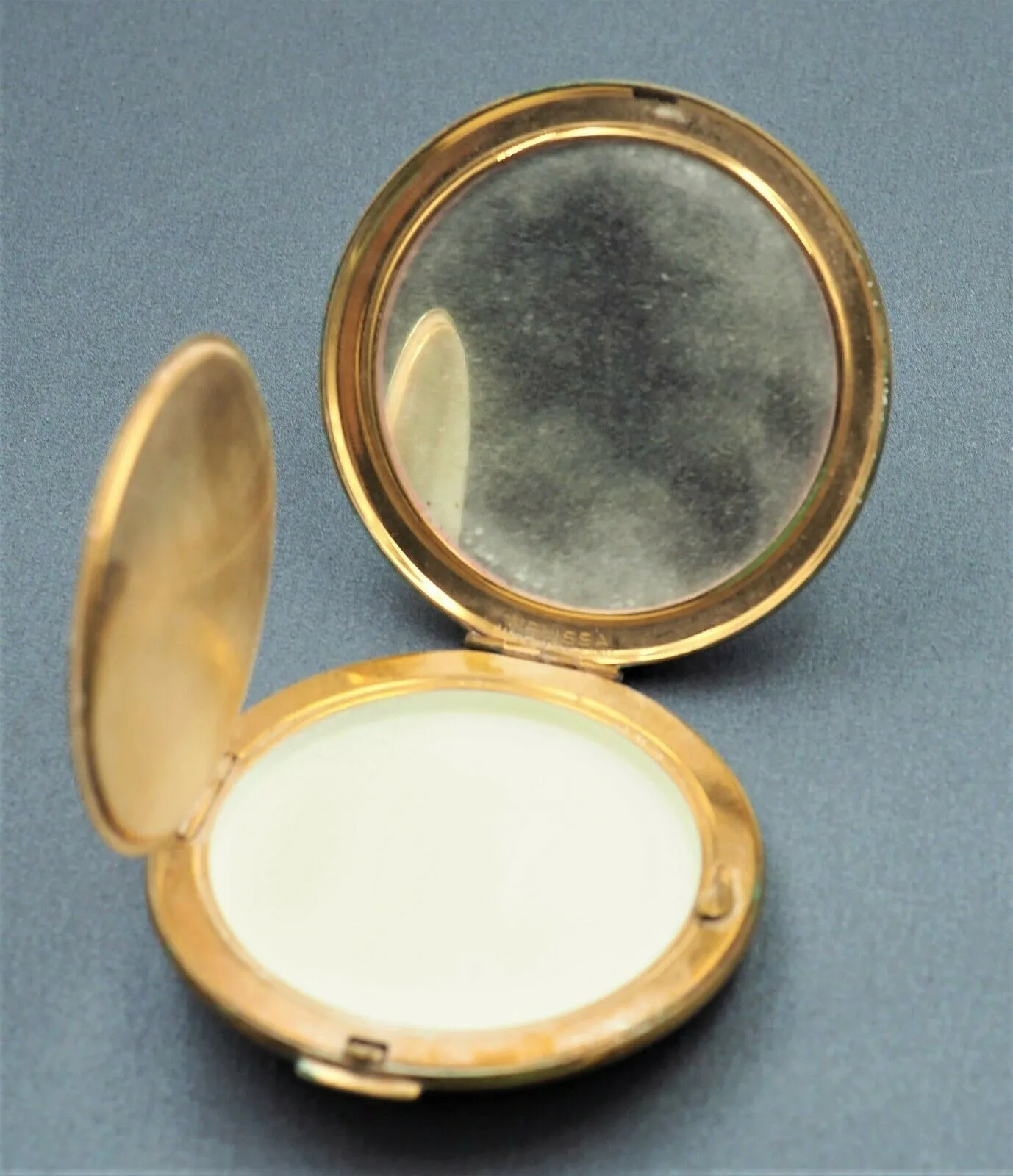 Vintage Melissa Powder Compact Mirror Case Floral Design Made in England 1950s