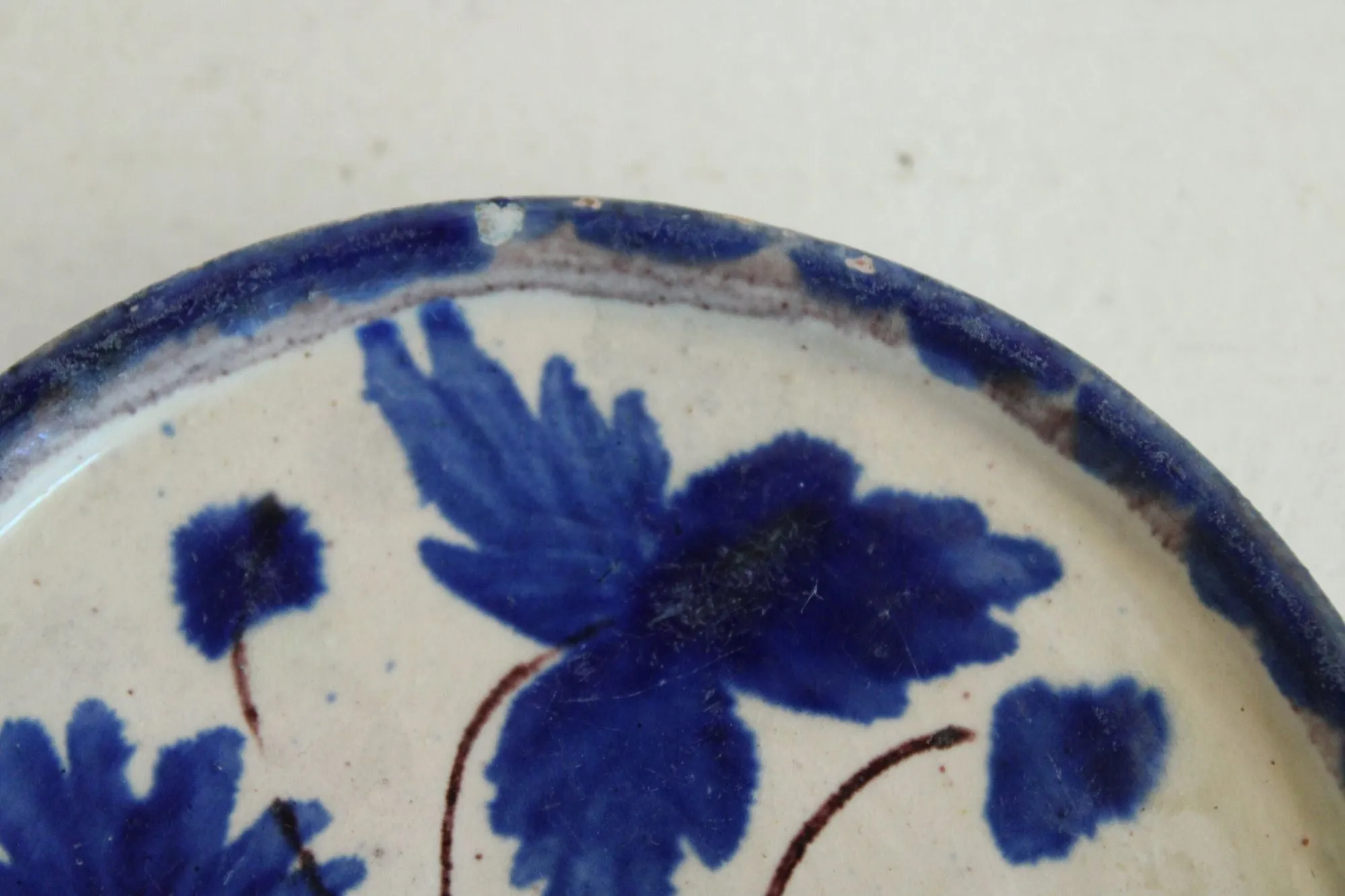 Vintage Mexican Pottery Blue and White Trinket Dish