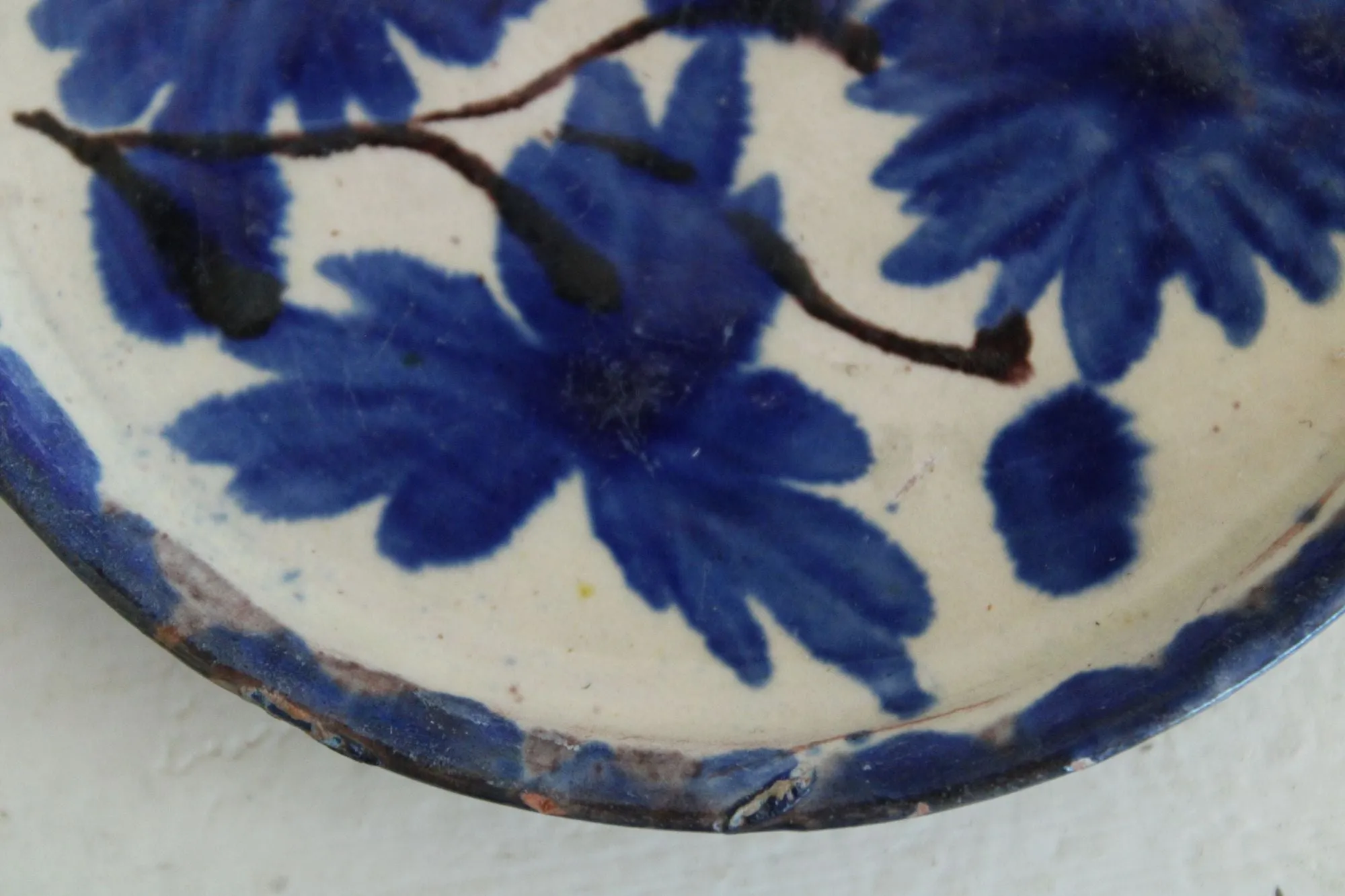 Vintage Mexican Pottery Blue and White Trinket Dish