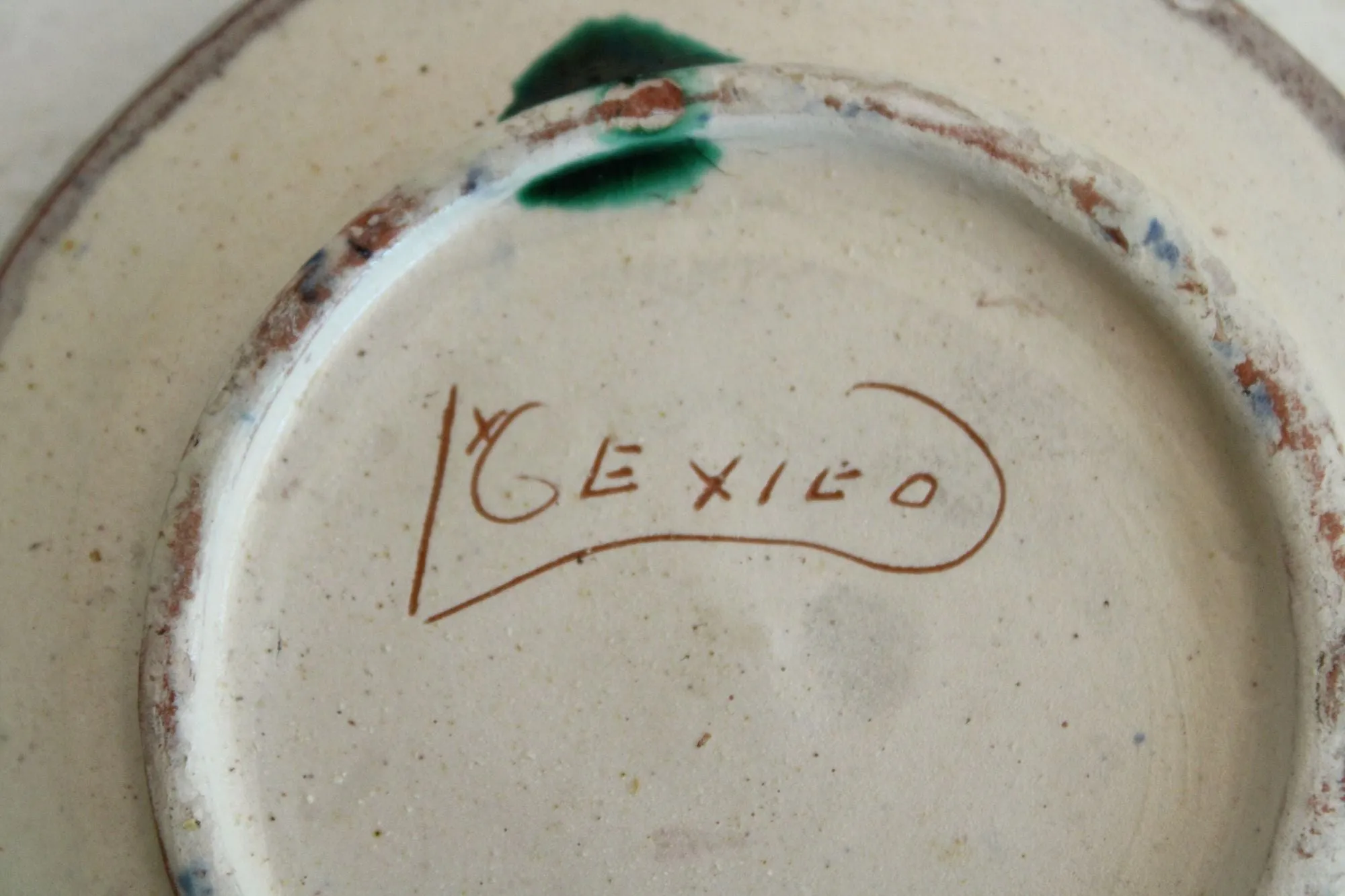 Vintage Mexican Pottery Blue and White Trinket Dish
