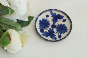 Vintage Mexican Pottery Blue and White Trinket Dish