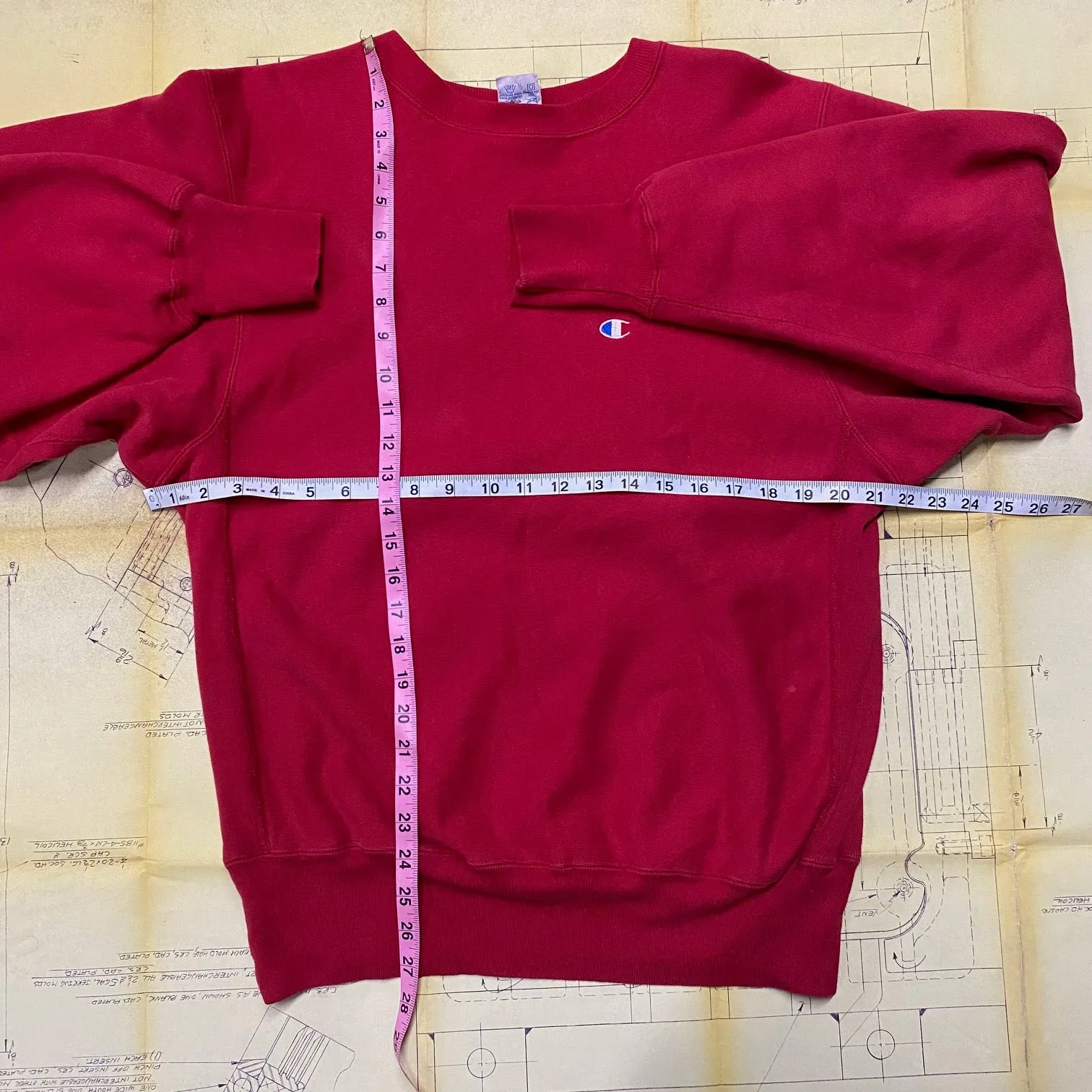 Vintage Red Champion Reverse Weave Size: L