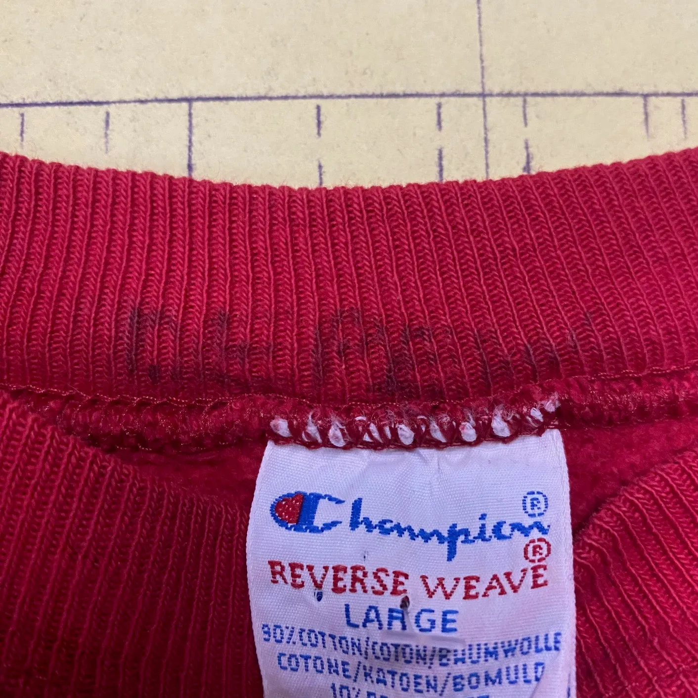 Vintage Red Champion Reverse Weave Size: L