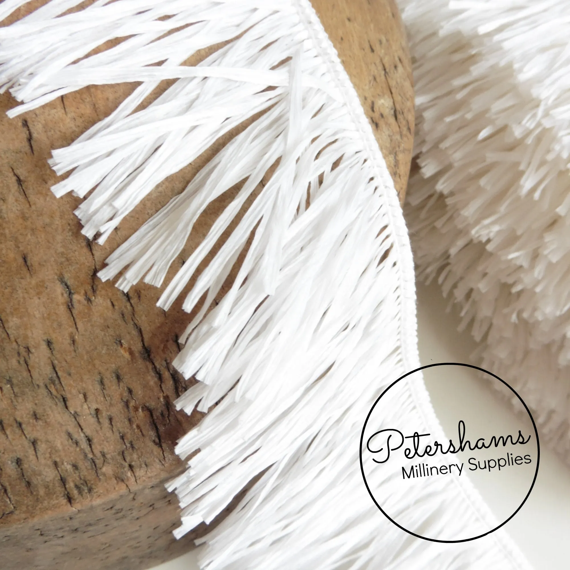 Vintage Swiss 60's White Raffia Fringe - 1m
