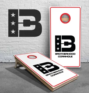 White Logo Brotherhood Cornhole Logo ACL Approved Cornhole Boards