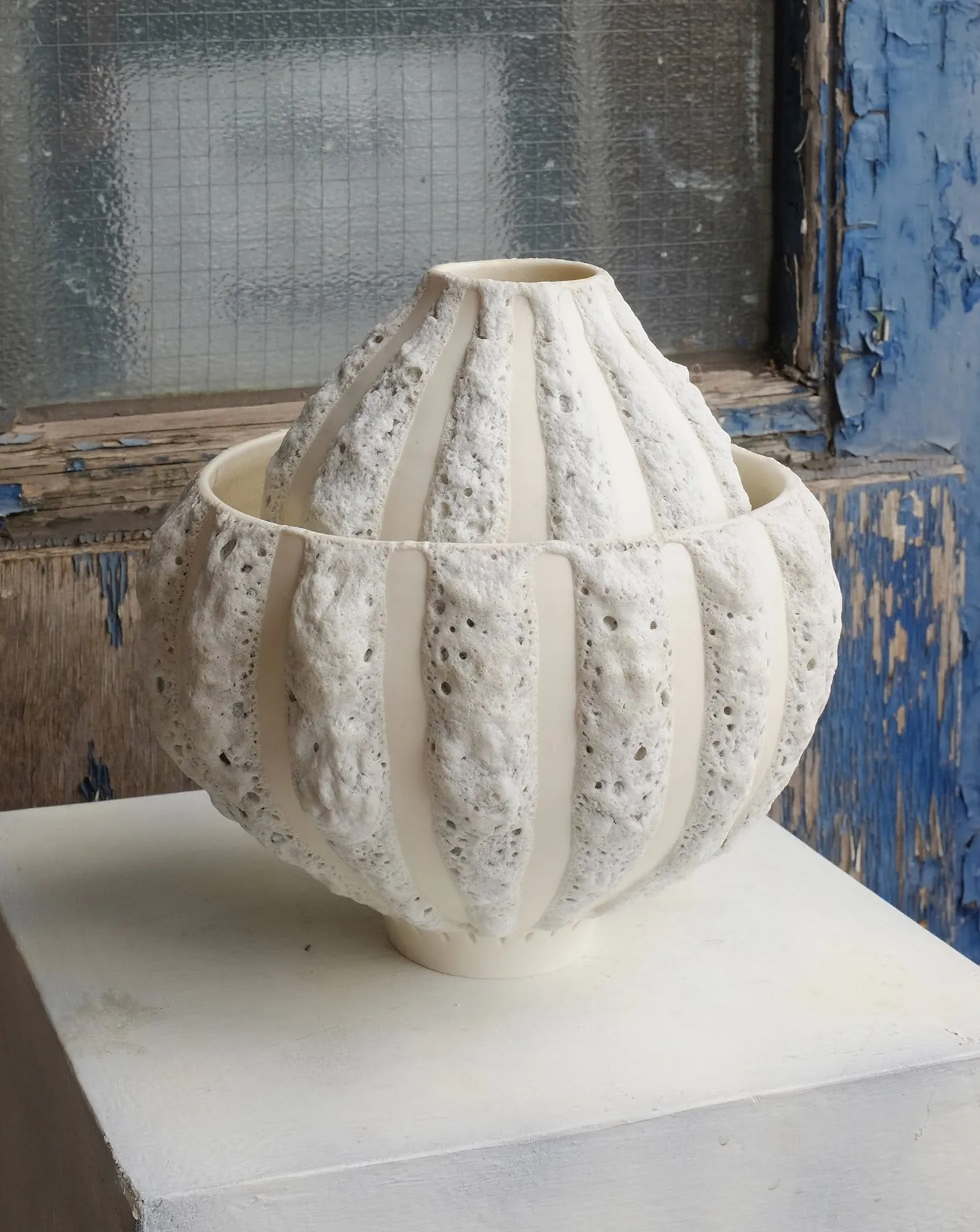 White Stripe Tulip Vase II