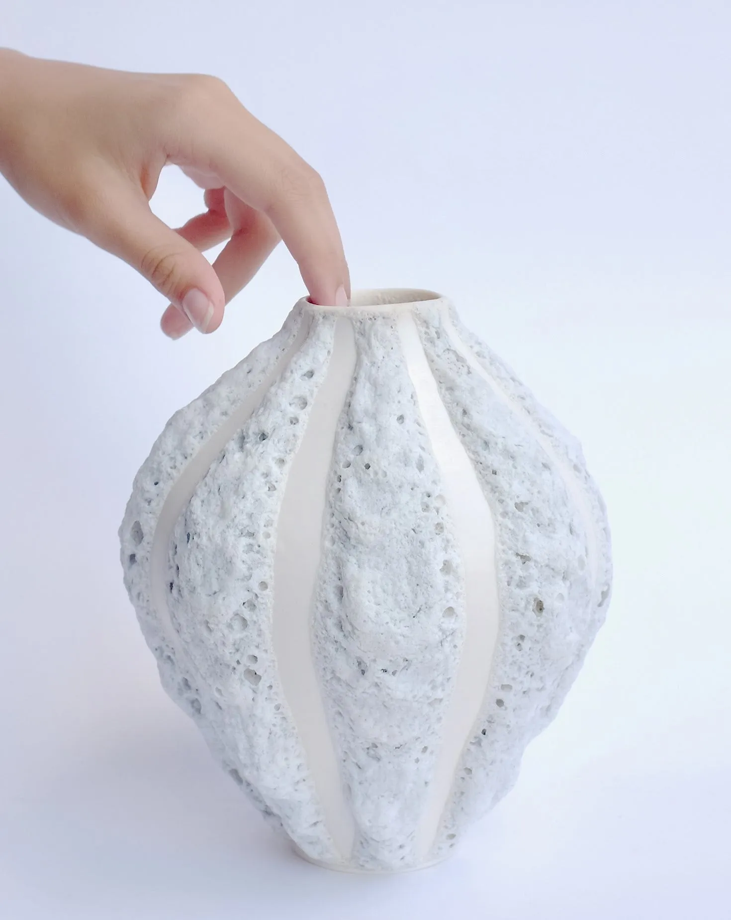White Stripe Tulip Vase II
